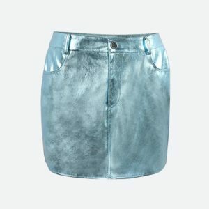 Metallic Faux Leather Mini Skirt - Y2K Fashion & Coquette Style Essential