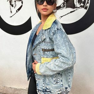 Mid Wash Patchwork Denim Jacket - Y2K Fashion & Coquette Style Essential