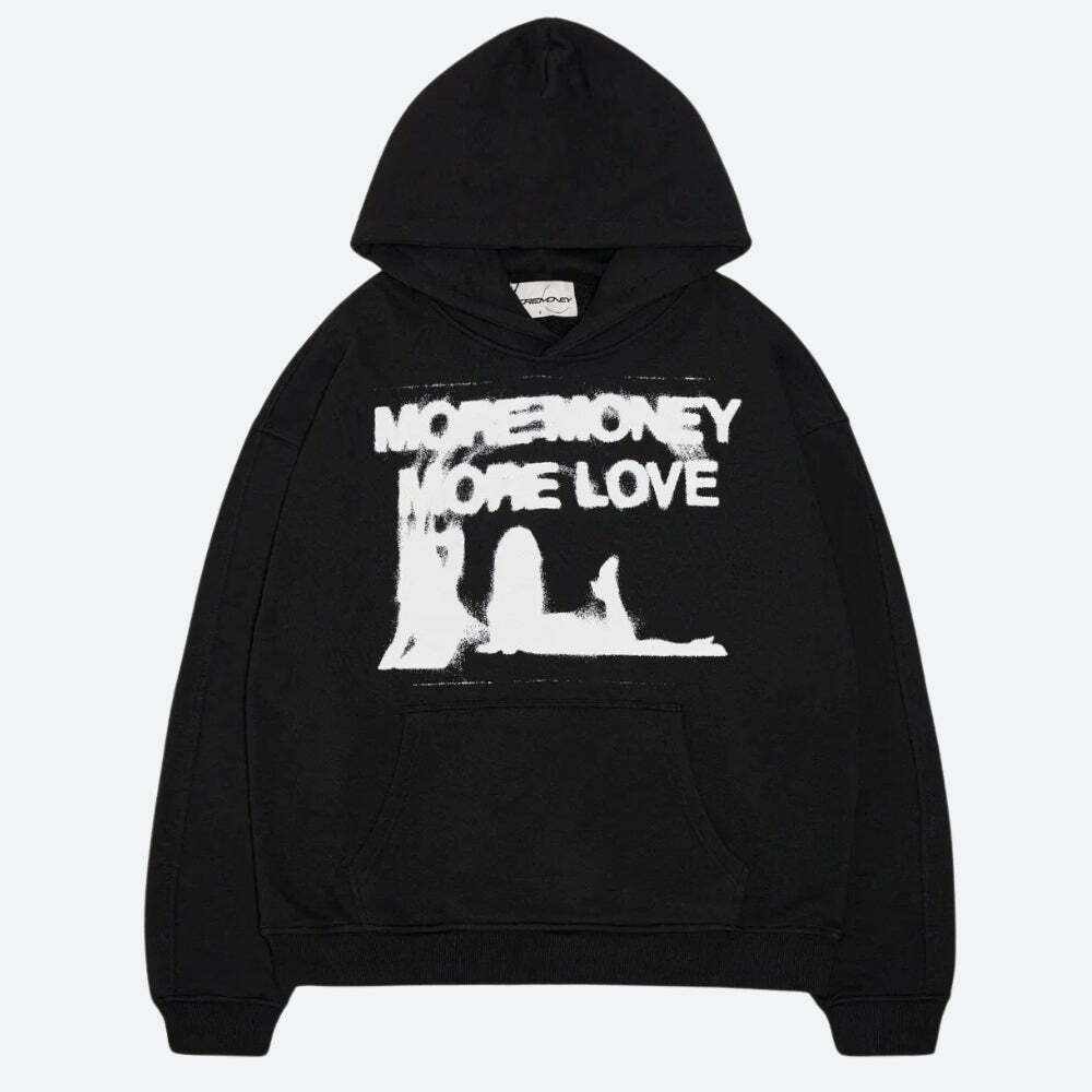 More Money More Love Y2K Hoodie - Dark Coquette Aesthetic Fashion