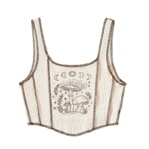 Mushroom Print Y2K Crop Top | Acubi Fashion & Coquette Aesthetic