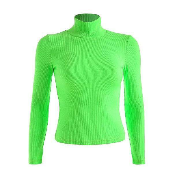 Neon Green Turtleneck: Y2K Fashion Essential for Coquette & Acubi Styles