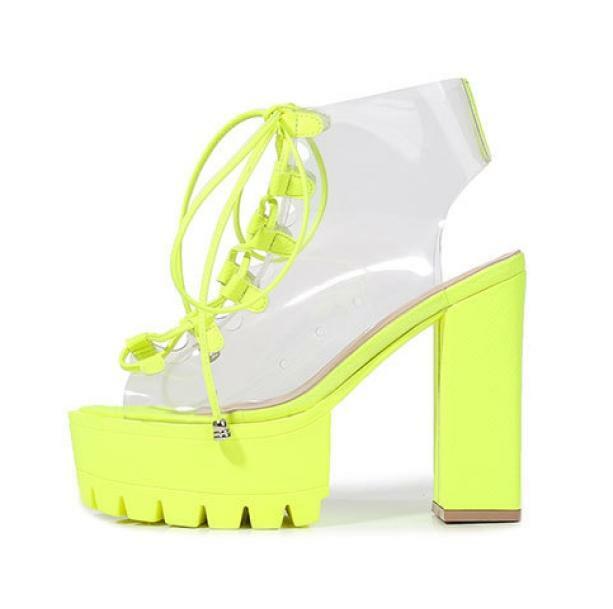 Neon Green Y2K Fashion High Heels for Coquette and Acubi Styles