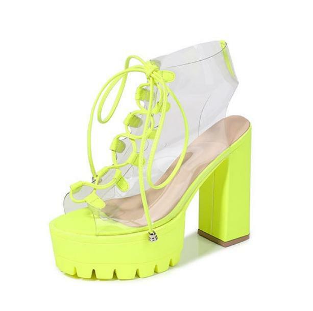 Neon Green Y2K Fashion High Heels for Coquette and Acubi Styles