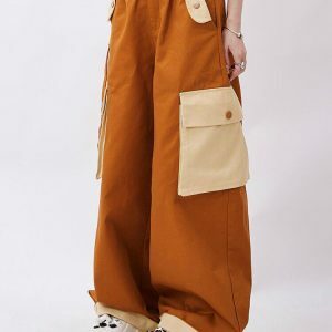 Orange Wide Leg Cargo Pants - Y2K Fashion, Coquette Style, Aesthetic Vibes