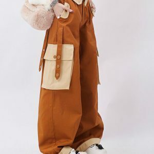 Orange Wide Leg Cargo Pants - Y2K Fashion, Coquette Style, Aesthetic Vibes