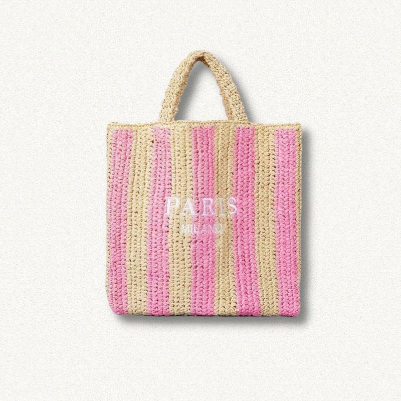 Paris Straw Beach Bag - Y2K Fashion, Coquette Style, Aesthetic Vibes