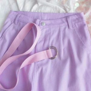 Pastel Lavender Y2K Pants - Coquette Style for Aesthetic Outfits