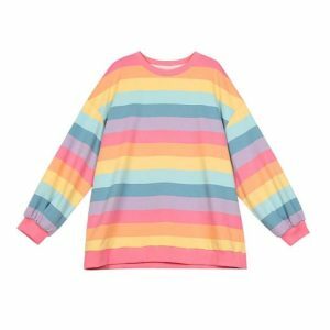 Pastel Rainbow Sweatshirt - Y2K Fashion, Coquette Style, Aesthetic Vibes