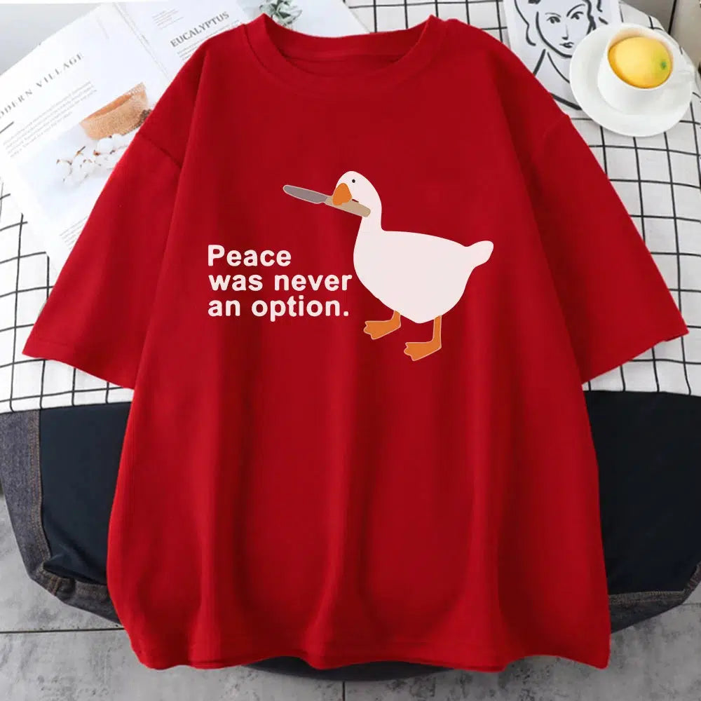 Peace Was Never An Option Tee - Y2K Aesthetic, Coquette Style Top