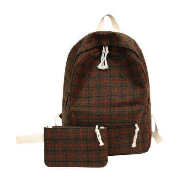 Plaid Pattern Backpack - Y2K Fashion, Coquette Style, Aesthetic Vibes