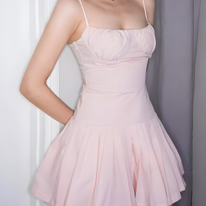 Pleated Pink Mini Dress - Y2K Fashion, Coquette Style, Aesthetic Outfit