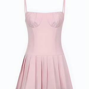 Pleated Pink Mini Dress - Y2K Fashion, Coquette Style, Aesthetic Outfit