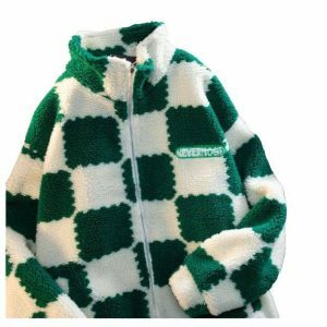 Plush Checkered Jacket - Y2K Fashion, Coquette Style, Aesthetic Outfits