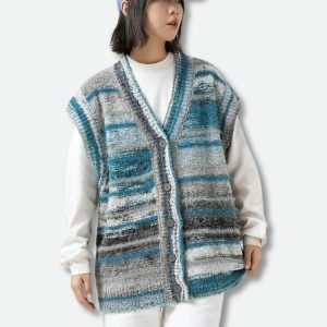 Plush Knitted Cardigan Vest - Y2K Fashion, Coquette Style, Aesthetic Layering