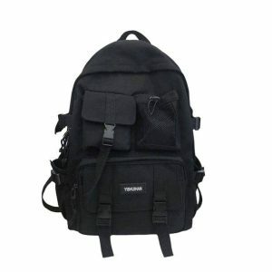 Pure Black Backpack - Y2K Fashion Essential for Coquette & Acubi Styles