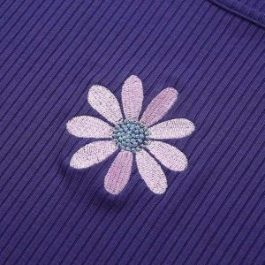 Purple Daisy Crop Top - Y2K Fashion, Coquette Style, Aesthetic Outfits