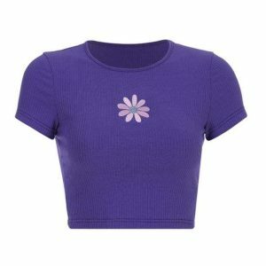 Purple Daisy Crop Top - Y2K Fashion, Coquette Style, Aesthetic Outfits