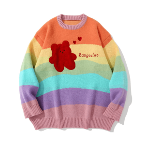 Rainbow Bear Sweater - Y2K Fashion, Coquette Style, Aesthetic Clothing