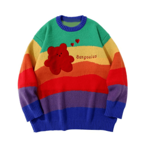 Rainbow Bear Sweater - Y2K Fashion, Coquette Style, Aesthetic Clothing