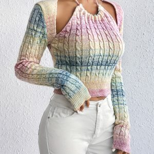 Rainbow Crochet Top - Y2K Fashion, Coquette Style, Aesthetic Outfits