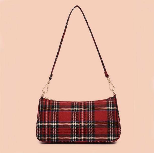 Red Plaid Handbag - Y2K Fashion Essential for Coquette & Acubi Styles