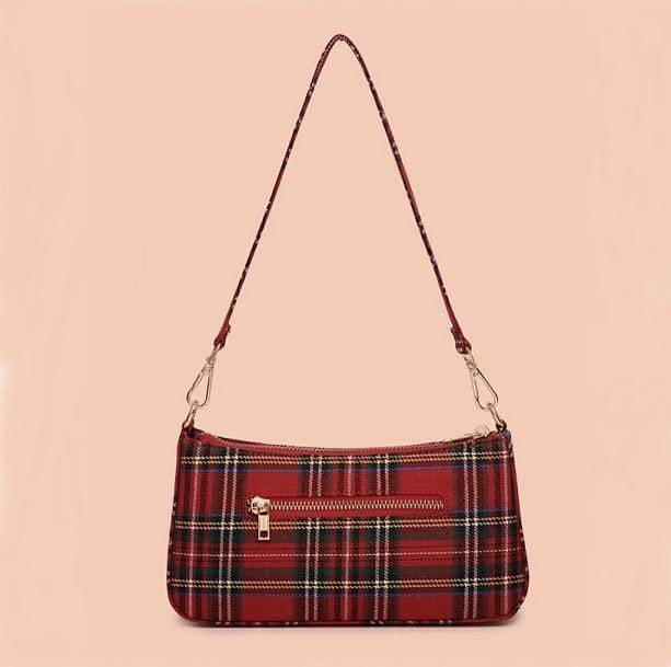 Red Plaid Handbag - Y2K Fashion Essential for Coquette & Acubi Styles