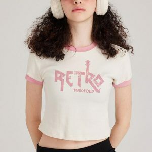 Retro Y2K Fashion Tee: Dark Coquette Aesthetic with Bubble Skirt Vibe