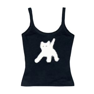 Sad Kitty Crop Top - Y2K Fashion, Coquette Style, Aesthetic Outfits