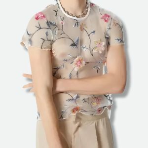 Sheer Floral Top - Y2K Fashion, Coquette Style, Aesthetic Outfits