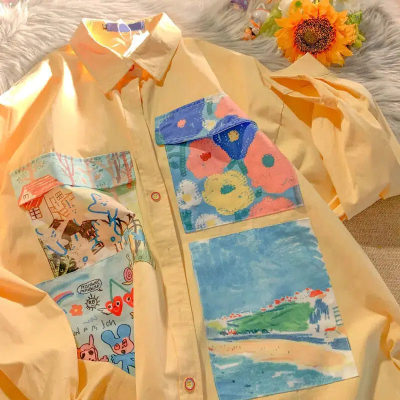 Soft Girl Aesthetic Oil Painting Shirt - Y2K Fashion & Coquette Style