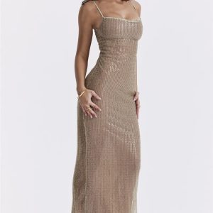 Sparkle Sequined Y2K Maxi Dress - Coquette Style for Aesthetic Outfits