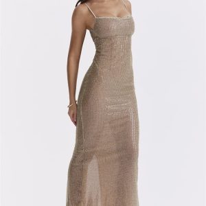 Sparkle Sequined Y2K Maxi Dress - Coquette Style for Aesthetic Outfits