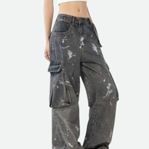 Stained Cargo Jeans: Y2K Fashion Meets Coquette Style for Aesthetic Vibes