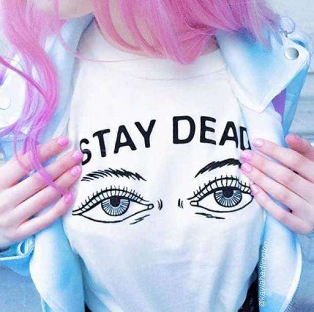 Stay Dead T-Shirt - Y2K Fashion, Dark Coquette Style, Aesthetic Vibes