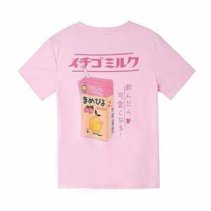 Strawberry Milk Box Tee - Y2K Fashion, Coquette Style, Aesthetic Vibes