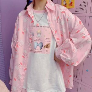 Strawberry Milk Shirt - Y2K Fashion, Coquette Style, Aesthetic Outfit