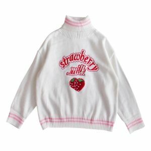 Strawberry Milk Sweater - Y2K Fashion, Coquette Style, Aesthetic Vibes