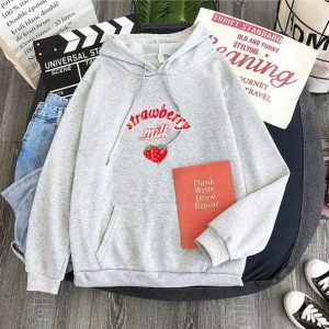 Sweet Strawberry Milk Hoodie - Y2K Fashion, Coquette Style, Aesthetic Vibes