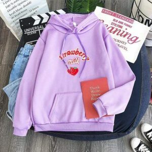 Sweet Strawberry Milk Hoodie - Y2K Fashion, Coquette Style, Aesthetic Vibes