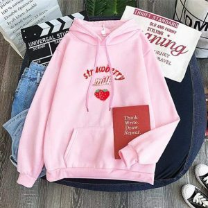 Sweet Strawberry Milk Hoodie - Y2K Fashion, Coquette Style, Aesthetic Vibes