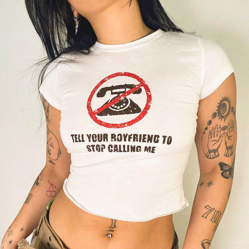 Tell Your Boyfriend Y2K Crop Top - Dark Coquette Aesthetic Fashion