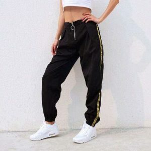 Trendy Black Baggy Pants for Y2K Fashion & Coquette Aesthetic Styles