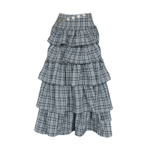 Trendy Long Plaid Y2K Skirt - Dark Coquette & Acubi Aesthetic Fashion