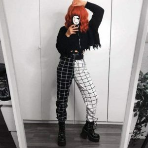 Trendy Y2K Fashion Black and White Pants - Coquette & Acubi Style