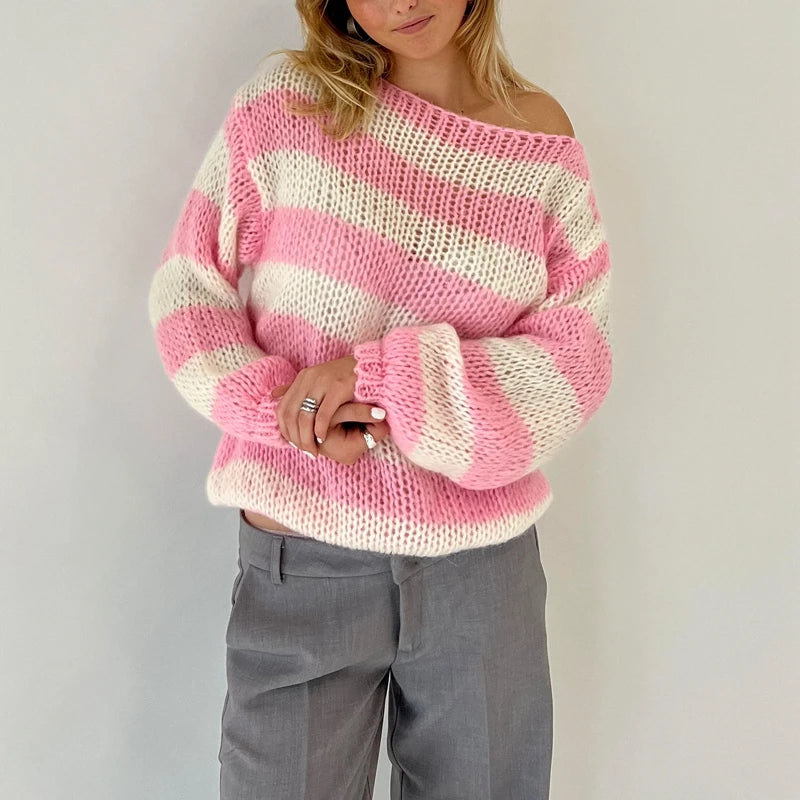 Trendy Y2K Fashion Cable Knit Sweater - Coquette & Acubi Style