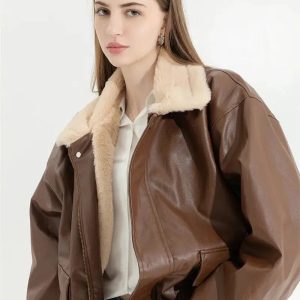 Trendy Y2K Fashion Faux Leather & Fur Jacket for Coquette Style