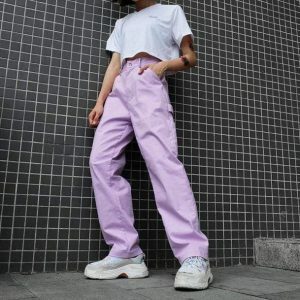 Trendy Y2K Fashion Lavender Pants - Coquette Style & Aesthetic Vibes