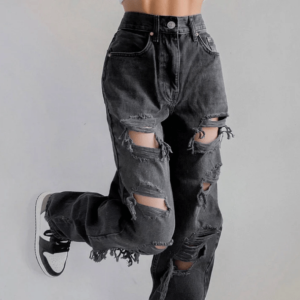 Trendy Y2K Fashion Ripped High Waist Jeans for Coquette & Acubi Styles