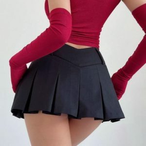 V-Shaped College Mini Skirt - Y2K Fashion, Coquette Style, Aesthetic Outfit