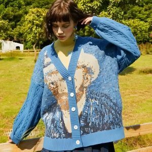 Van Gogh Self Portrait Cardigan - Y2K Aesthetic Coquette Style